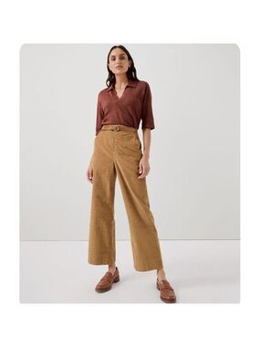 Adolfo Dominguez Corduroy Wide Leg Crop Pants Brown 6 Italy Preppy Quiet Luxury